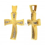 Σταυρός χρυσός ice mat Κ14 με ζιργκόν