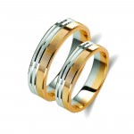 Ζευγάρι βέρες δίχρωμες χρυσό και λευκόχρυσο 14 καρατίων.Σχέδιο 214a-aa