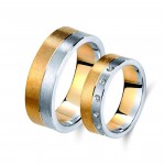 Ζευγάρι βέρες δίχρωμες χρυσό και λευκόχρυσο 14 καρατίων.Σχέδιο 248a-aa