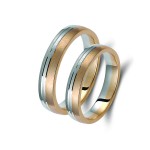 Ζευγάρι βέρες δίχρωμες χρυσό και λευκόχρυσο 14 καρατίων.Σχέδιο 361a-aa 