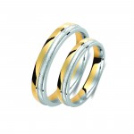 Ζευγάρι βέρες δίχρωμες ροζ χρυσό και λευκόχρυσο 14 καρατίων.Σχέδιο 381a-aa