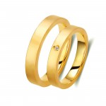 Ζευγάρι βέρες χρυσές 18 καρατίων, η γυναικεία με διαμάντι. Σχέδιο 185c-ca