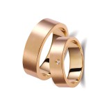 Ζευγάρι βέρες ροζ χρυσό 14 καρατίων, η γυναικεία με διαμάντι. Σχέδιο 237p-pa 