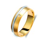 Ζευγάρι βέρες δίχρωμες χρυσό και λευκόχρυσο 14 καρατίων, η γυναικεία με διαμάντι.Σχέδιο 246a-aa 