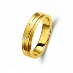 Ζευγάρι βέρες χρυσές 14 καρατίων, η γυναικεία με πέτρα ζιργκόν. Σχέδιο 293c-ca 