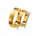 Ζευγάρι βέρες χρυσές 14 καρατίων, η γυναικεία με πέτρα ζιργκόν. Σχέδιο 293c-ca 