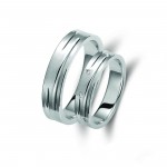 Ζευγάρι βέρες ροζ χρυσό 14 καρατίων, η γυναικεία με διαμάντι. Σχέδιο 293b-ba