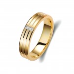 Ζευγάρι βέρες χρυσές 14 καρατίων, η γυναικεία με διαμάντι. Σχέδιο 314c-ca