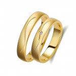 Ζευγάρι βέρες χρυσές 14 καρατίων, η γυναικεία με διαμάντι. Σχέδιο 336c-ca 