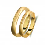 Ζευγάρι βέρες χρυσές 14 καρατίων, η γυναικεία με διαμάντι. Σχέδιο 337c-ca