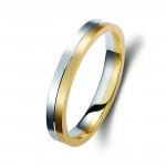 Ζευγάρι βέρες δίχρωμες χρυσό και λευκόχρυσο 14 καρατίων, η γυναικεία με διαμάντι.Σχέδιο 344a-aa 