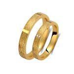 Ζευγάρι βέρες χρυσές 14 καρατίων, η γυναικεία με πέτρα ζιργκόν. Σχέδιο 379c-ca