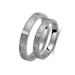 Ζευγάρι βέρες λευκόχρυσες 14 καρατίων, η γυναικεία με διαμάντι. Σχέδιο 379b-ba