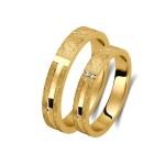 Ζευγάρι βέρες χρυσές 14 καρατίων, η γυναικεία με διαμάντι. Σχέδιο 380c-ca 