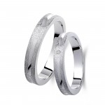 Ζευγάρι βέρες λευκόχρυσες, η γυναικεία με διαμάντι. Σχέδιο 442b-ba 