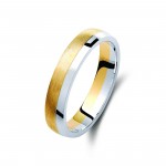 Ζευγάρι βέρες δίχρωμες χρυσό και λευκόχρυσο 14 καρατίων, η γυναικεία με διαμάντι.Σχέδιο 450a-aa 