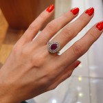Δαχτυλίδι ροζε΄τα με ruby 1.43ct και δύο σειρές διαμάντια