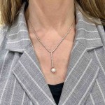 Κολιέ ριβιέρα rosegold με μαργαριτάρι