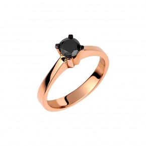 Δαχτυλίδι μονόπετρο με μαύρο διαμάντι βάρους 0.55ct, σε ροζ χρυσό 18 καρατίων.