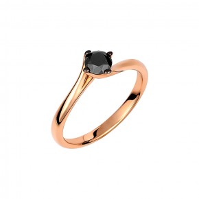 Δαχτυλίδι μονόπετρο με μαύρο διαμάντι βάρους 0.30ct, σε ροζ χρυσό 18 καρατίων. 