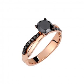 Δαχτυλίδι μονόπετρο με μαύρο διαμάντι βάρους 1.00ct, σε ροζ χρυσό 18 καρατίων.