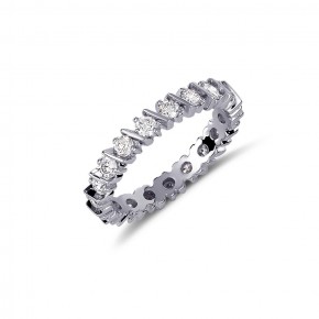 Δαχτυλίδι ολόβερο με διαμάντια - μπριγιάν βάρους 1.00ct, ποιότητας G/VS, σε λευκόχρυσο 18 καρατίων.
