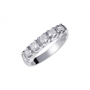 Δαχτυλίδι σειρέ με 5 διαμάντια - μπριγιάν βάρους 0.60ct, ποιότητας G/VS σε λευκόχρυσο 18 καρατίων