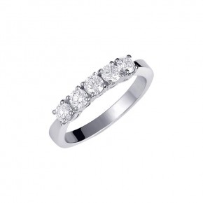 Δαχτυλίδι σειρέ με διαμάντια - μπριγιάν βάρους 0.77ct, ποιότητας G/VS, σε λευκόχρυσο 18 καρατίων.