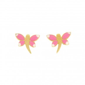 Σκουλαρίκια ροζ πεταλούδα