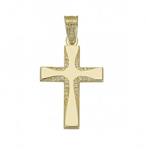 Σταυρός Triantos χρυσός με πέτρες με κωδικό ST111327