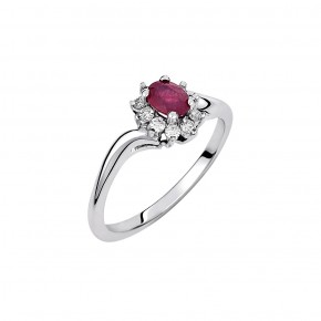 Ροζέτα-φλόγα δαχτυλίδι ruby