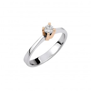 Δαχτυλίδι μονόπετρο rosegold με διαμάντι