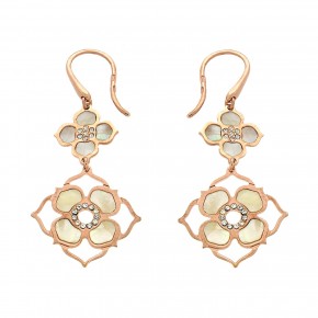 Σκουλαρίκια Roségold ρόμβοι mother of pearl