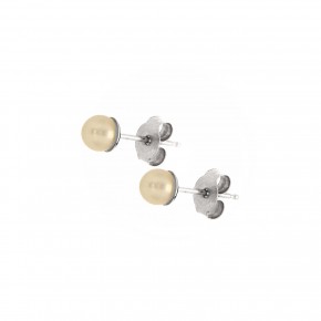 Σκουλαρίκια με φυσικό μαργαριτάρι στρογγυλό, fresh water, 4 - 4,50mm