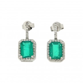 Σκουλαρίκια κρεμαστές ροζέτες emerald