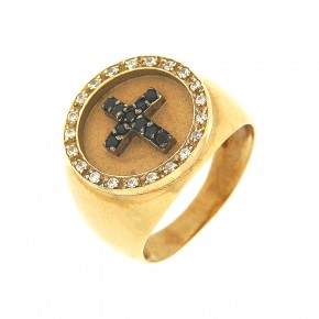 Δαχτυλίδι Chevalier στρόγγυλο με σταυρό