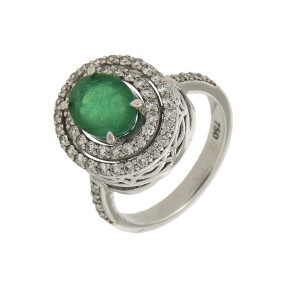 Δαχτυλίδι ροζε΄τα με emerald 1.90ct και δύο σειρές διαμάντια