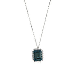 Ροζέτα κολιέ London Blue Topaz & diamonds