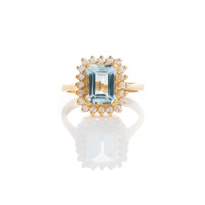 Δαχτυλίδι aquamarine gold ροζέτα