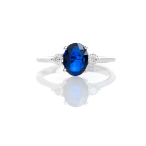 Δαχτυλίδι τρίπετρο με μπλε ζαφείρι(1.29ct)