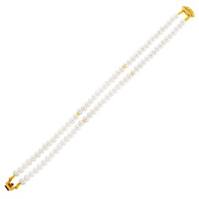 Βραχιόλι δύο σειρές μαργαριτάρια με μπίλιες