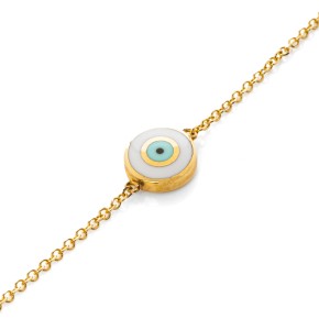 Βραχιόλι μάτι λευκό στρογγυλό double faced