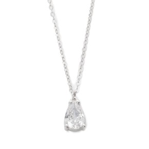 Κολιέ λευκόχρυσο μονόπετρο ζιργκόν pear