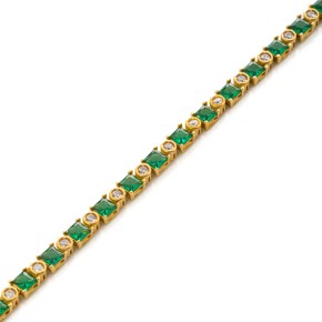 Βραχιόλι ριβιέρα Κ14 με πράσινες πέτρες