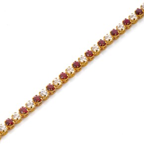 Βραχιόλι ριβιέρα Κ14 με κόκκινες πέτρες