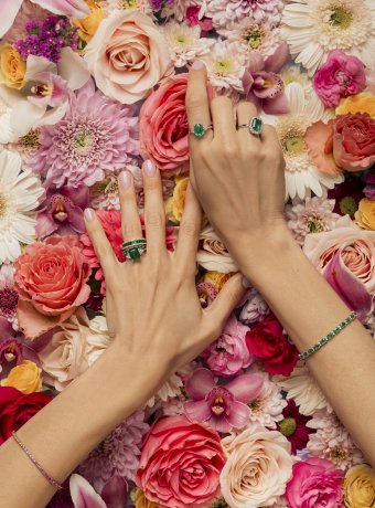 Model wearing jewelry