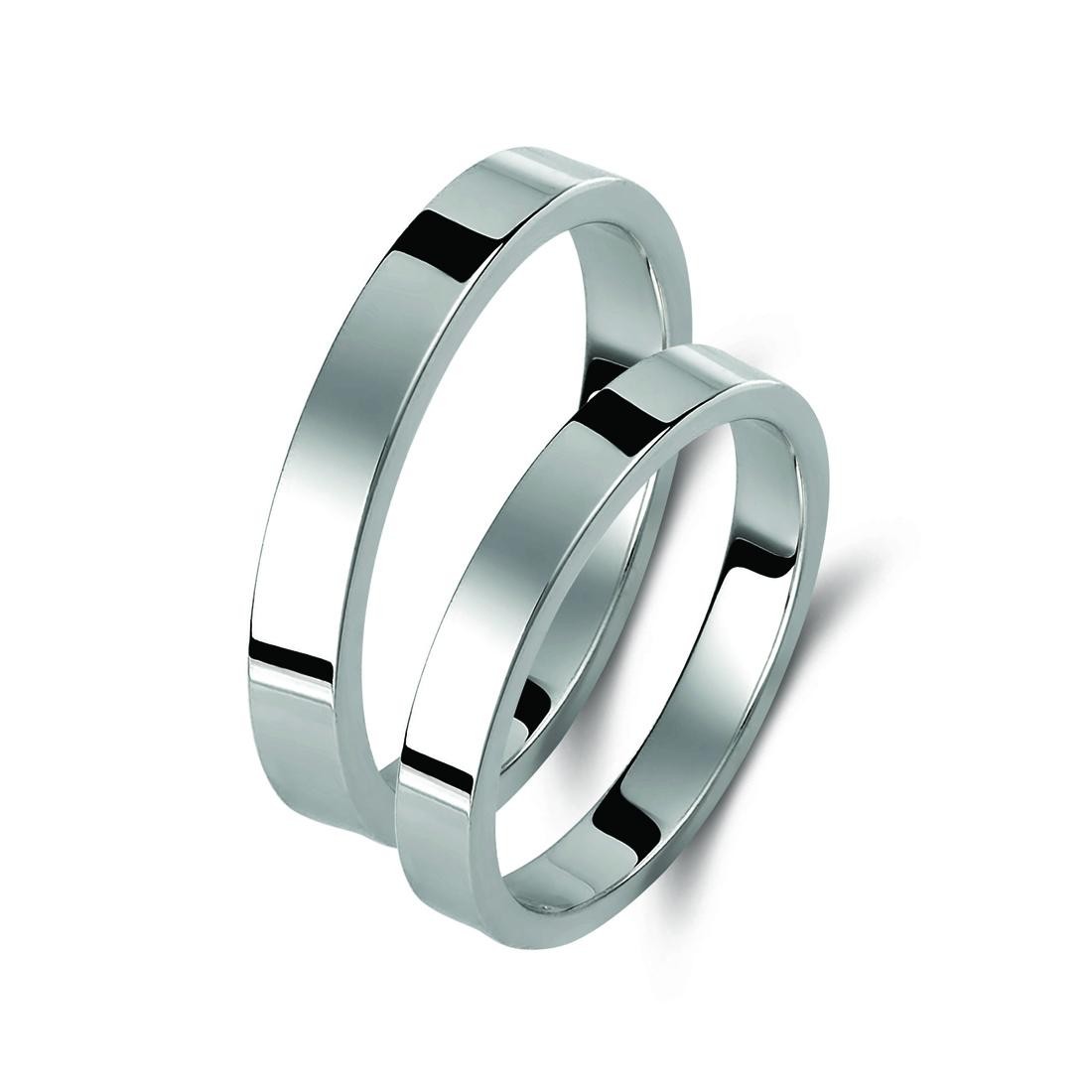 Ζευγάρι βέρες λευκόχρυσες 14 καρατίων. Σχέδιο 010b-ba 