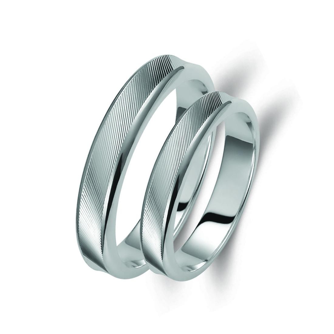 Ζευγάρι βέρες λευκόχρυσες 18 καρατίων. Σχέδιο 041b-ba 