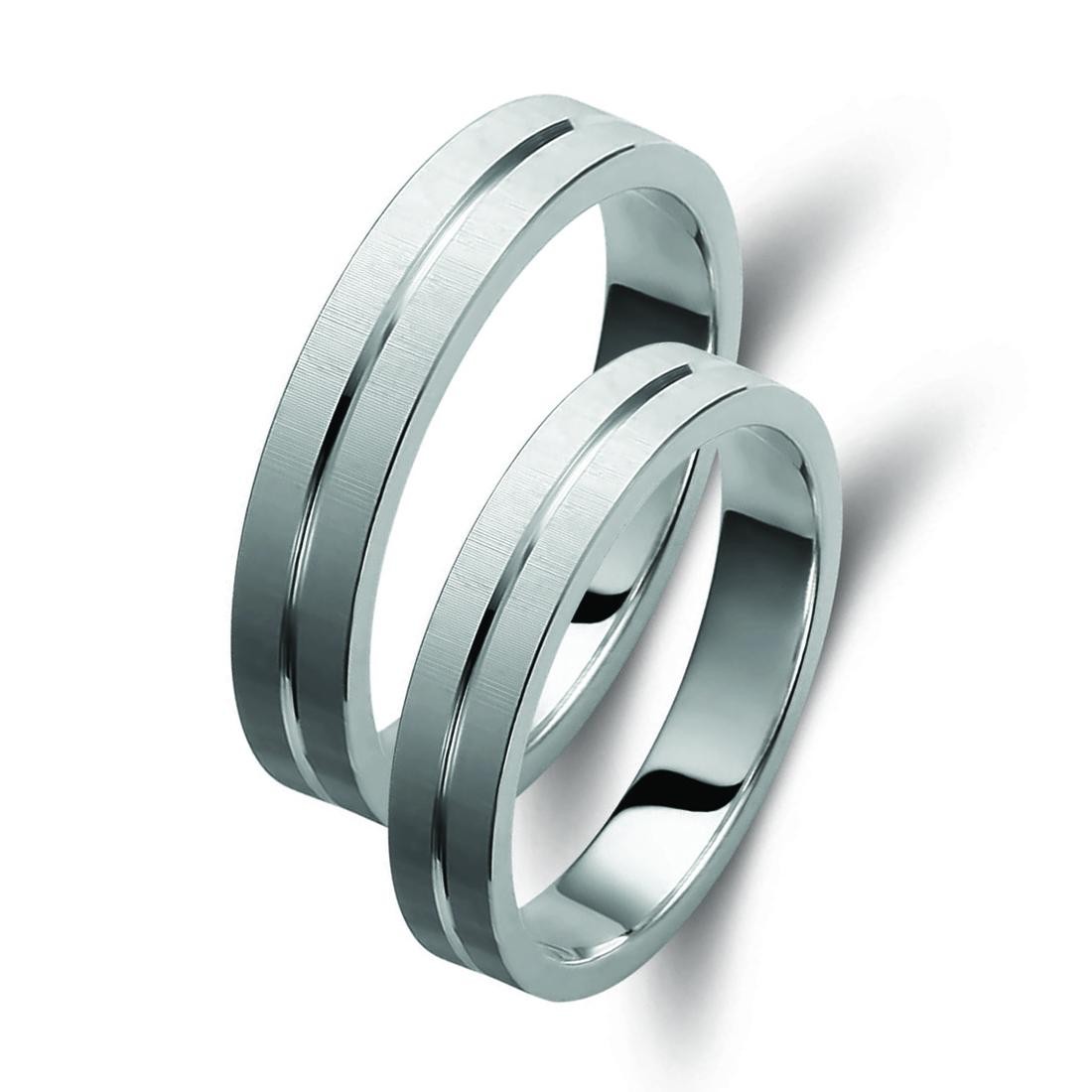 Ζευγάρι βέρες λευκόχρυσες 14 καρατίων. Σχέδιο 048b-ba 