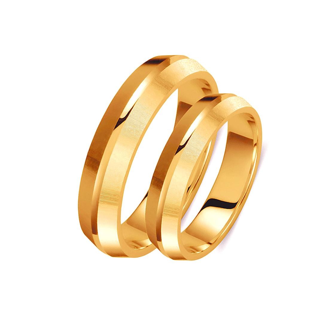 Ζευγάρι βέρες ροζ χρυσό 14 καρατίων. Σχέδιο 053p-pa 